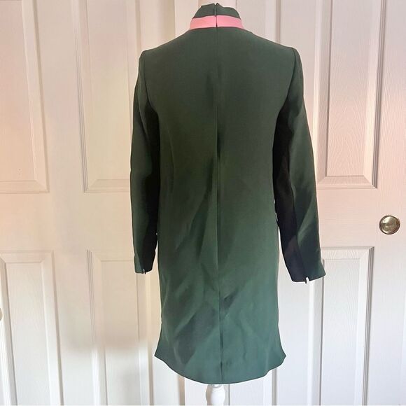 Burberry Ladies Long-sleeve Silk Wool Shift Dress Green US 0 NEW - Picture 8 of 11